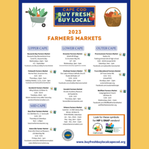 Cape Cod 2023 Farmers' Market calendar.