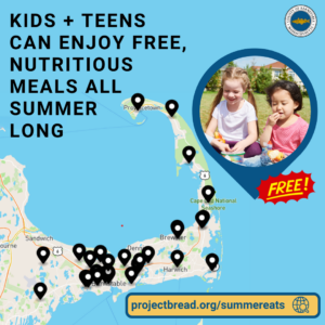 Map of summer eats locations on Cape Cod for 2023. Kids and Teens Can Enjoy Free, Nutritious Meals All Summer Long.