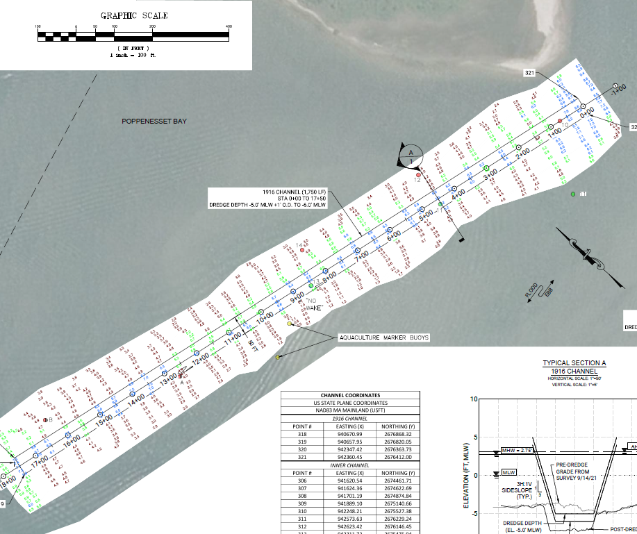 Post Dredge survey plan showing the areas dredged.
