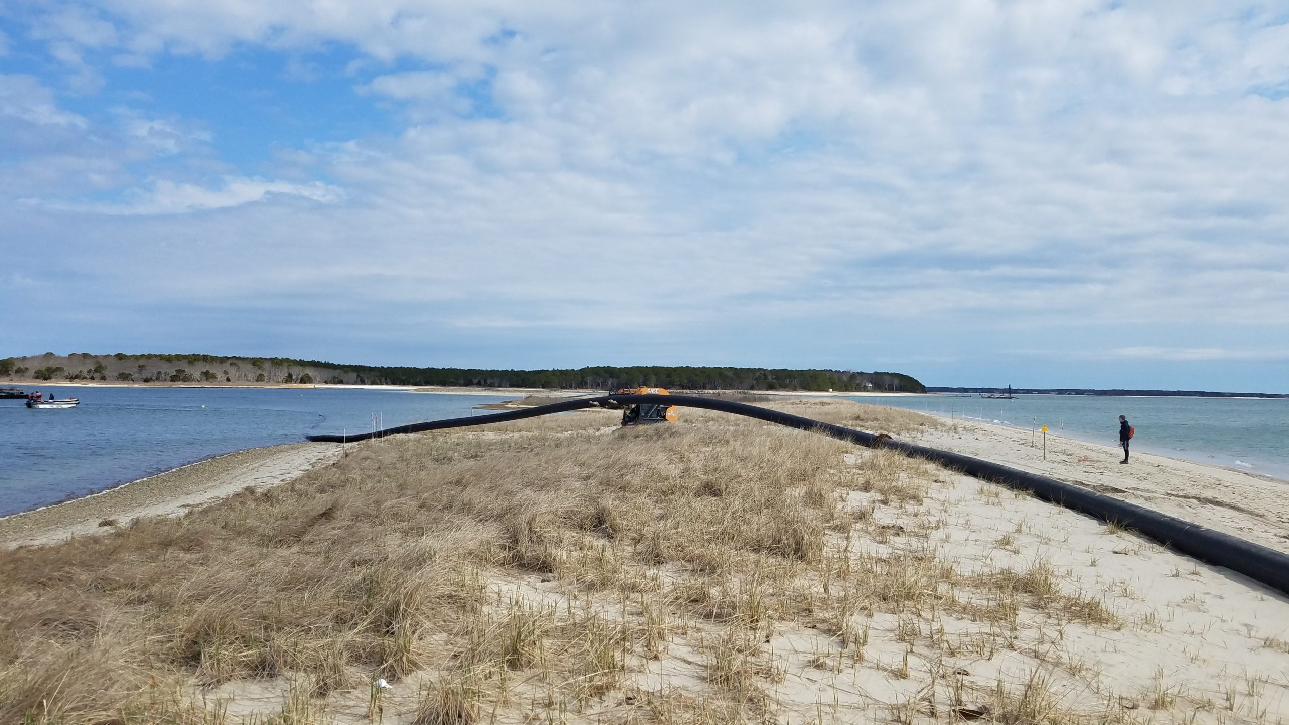 Section of pipe being moved