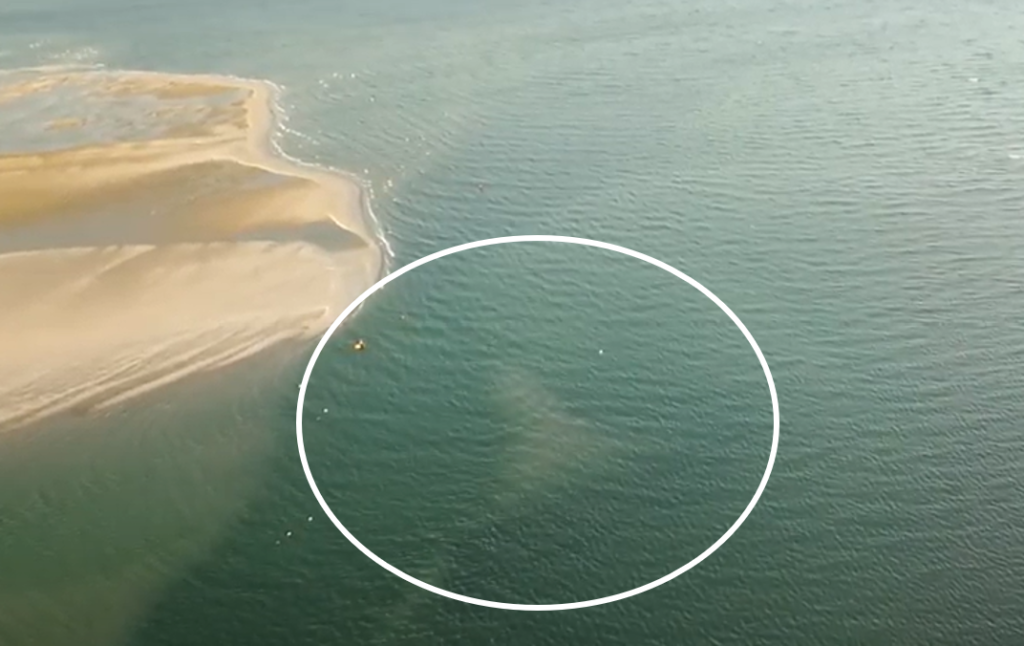 Drone shot of channel shoal