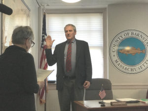 Ronald_Bergstrom of Chatham being sworn in as the newest Barnstable County Commissioner.