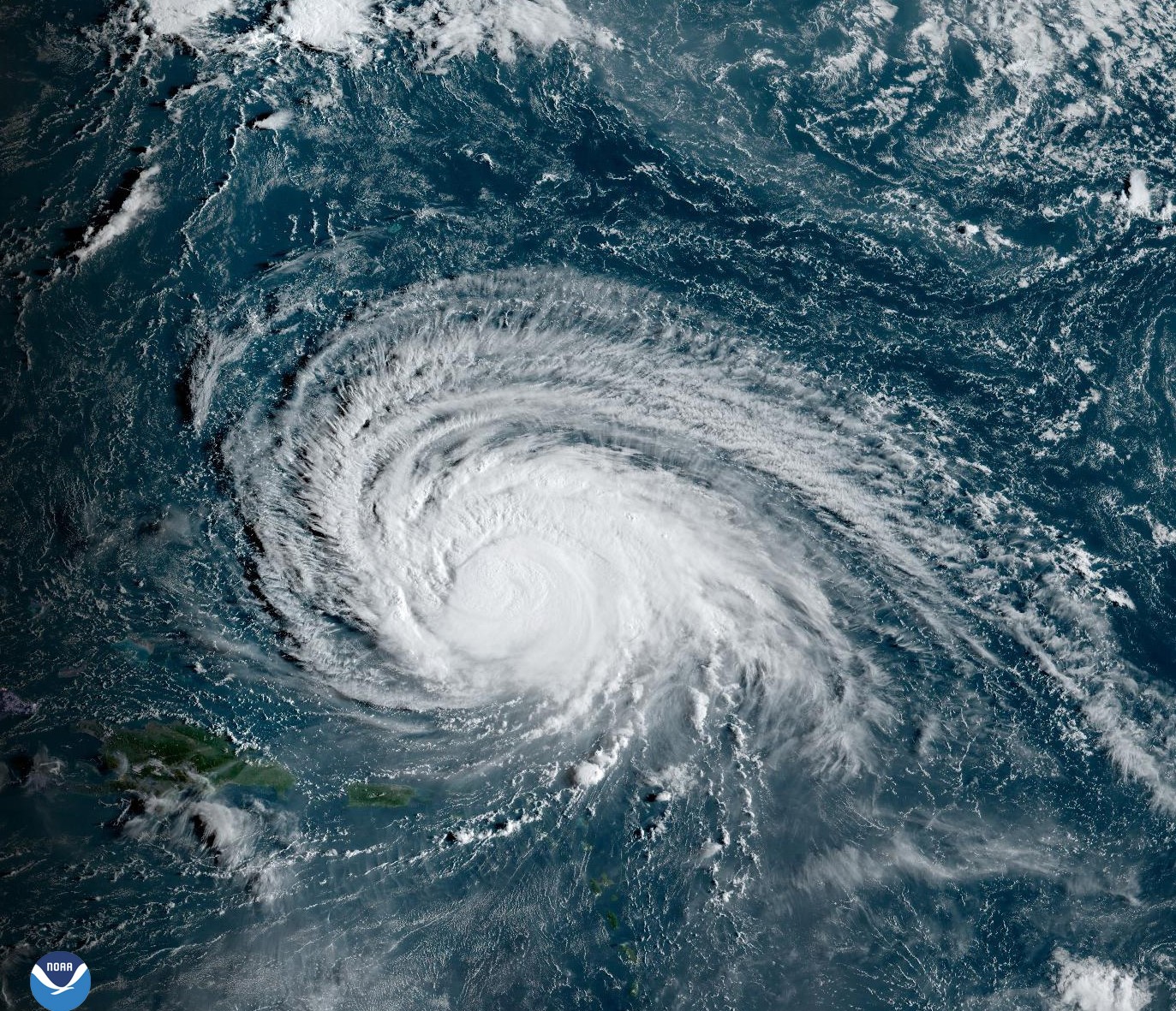 NOAA satellite image of Hurricane Lee in the Atlantic Ocean