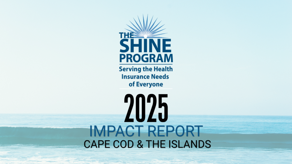 SHINE Program 2025 Impact Report graphic featuring a blue ocean background, SHINE logo at top, and text reading “2025 Impact Report – Cape Cod & the Islands.”